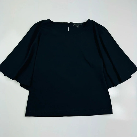 Banana Republic Black‎ Flutter Sleeve Top Size XS - Picture 8 of 8